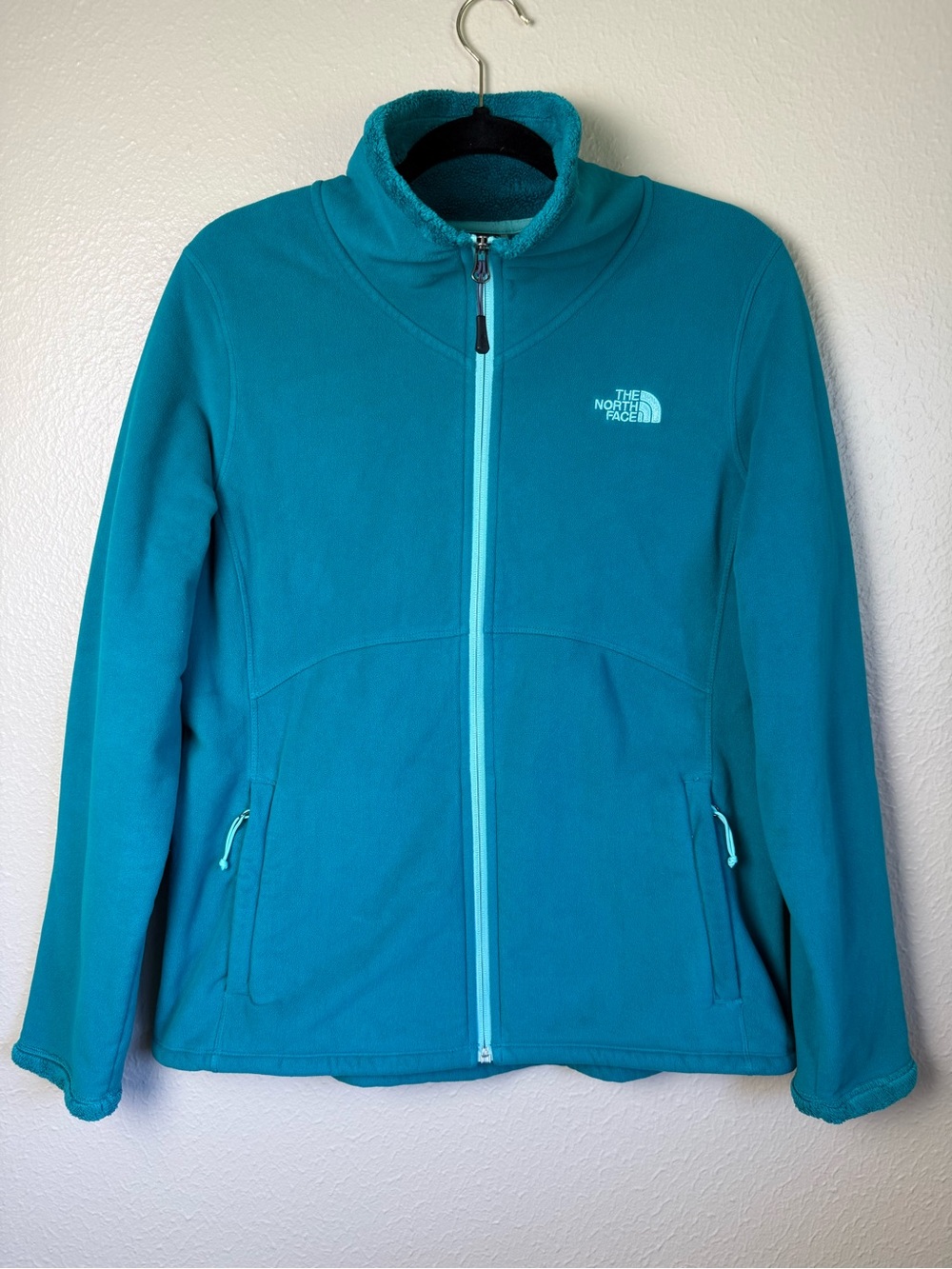 The North Face Women's Teal Fleece Sherpa Lined Track Jacket